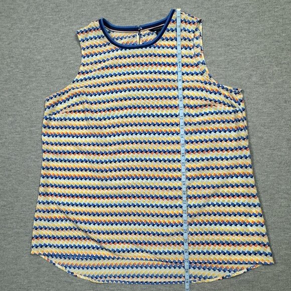 Tommy Hilfiger Womens Multicolor Geometric Tank Top Keyhole Back Stripes Size XL - Picture 12 of 13